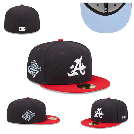 Atlanta Braves 2021 World Series Black and Red Fitted Cap with Sky Blue Undervisor